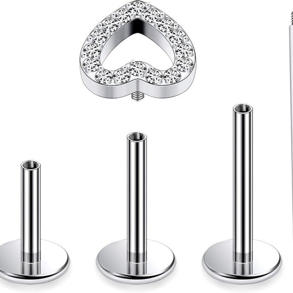 Titanium Flat Back Earrings 16G Body Piercing Jewelry for Tragus Helix - Picture 1 of 6
